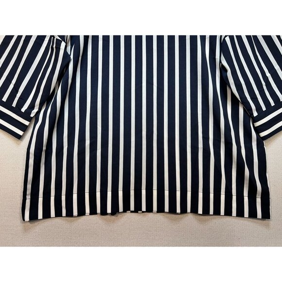 Banana Republic Women's Shoulder Button Top 3/4 Sleeve Size L Navy White Stripe - Picture 9 of 14